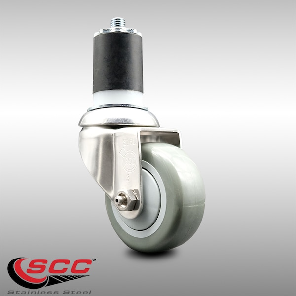 Service Caster 3 Inch 316SS Gray Polyurethane Wheel Swivel 1-7/8 Inch Expanding Stem Caster SCC-SS316EX20S314-PPUB-178 - main